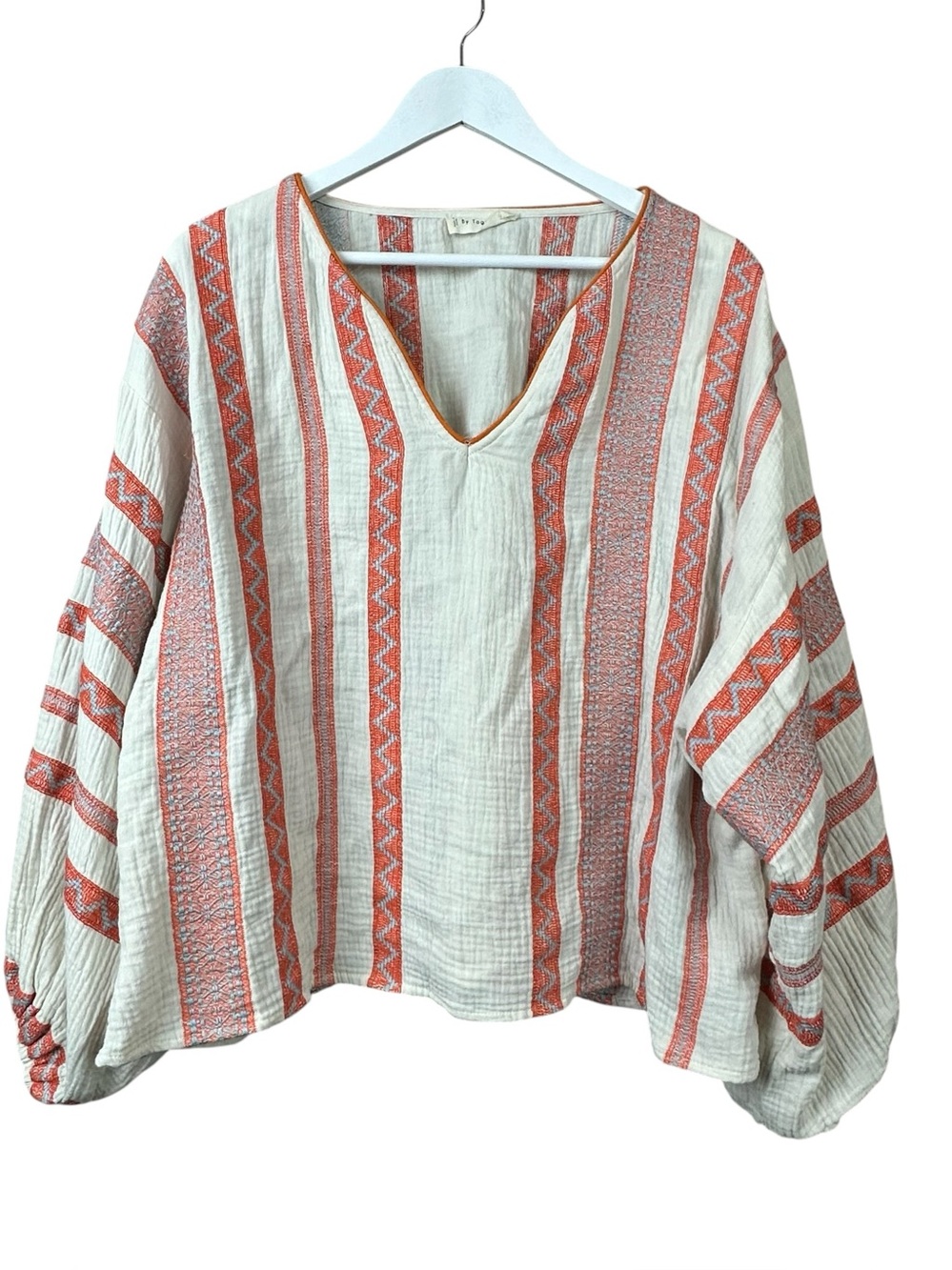 By Together Peasant Boho Embroidered Top Women Sz L